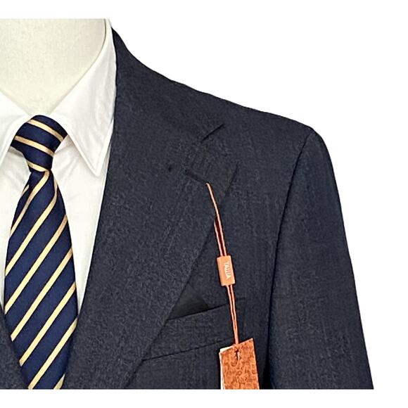 Tallia Men's 44 Short Venezia Blazer Navy/Brown Wool Blend Stretch NEW - Picture 5 of 8